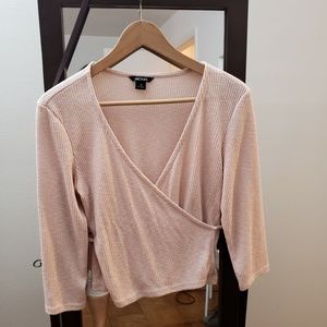 Blush pink ballet wrap sweater